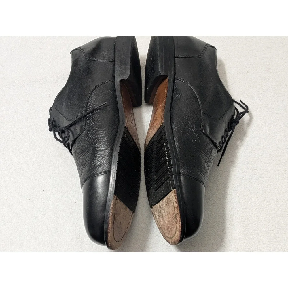Tauer & Johnson Wellington Oxford Shoes Black Calf Deer Leather Mens Size 12.5 D
